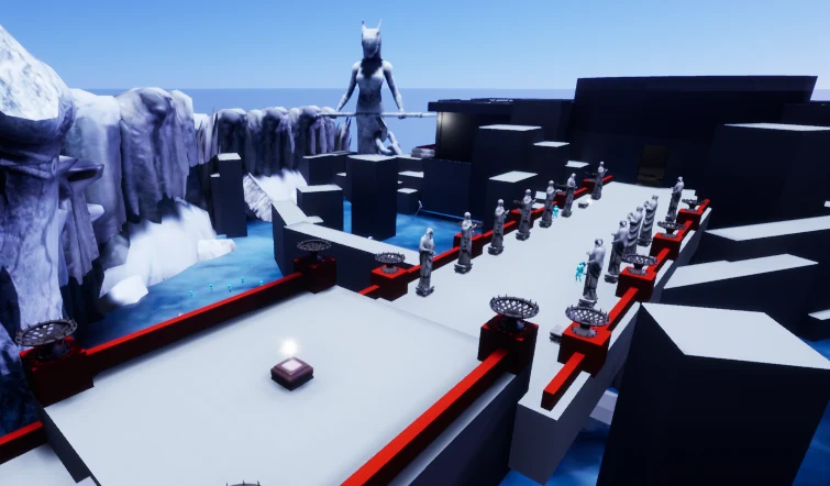 The bridge leads toward the temple and its power core.