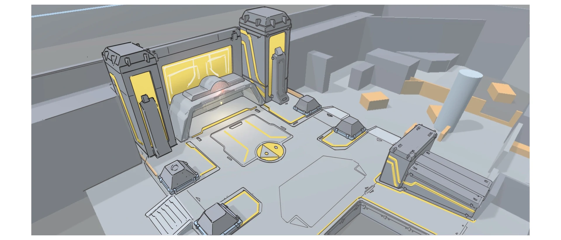 Whitebox layout concept from Ring City Champions development.